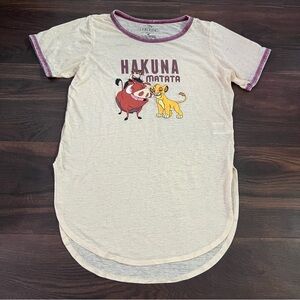 Disney Hakuna Matata T-Shirt Cream Maroon Juniors M 7-9